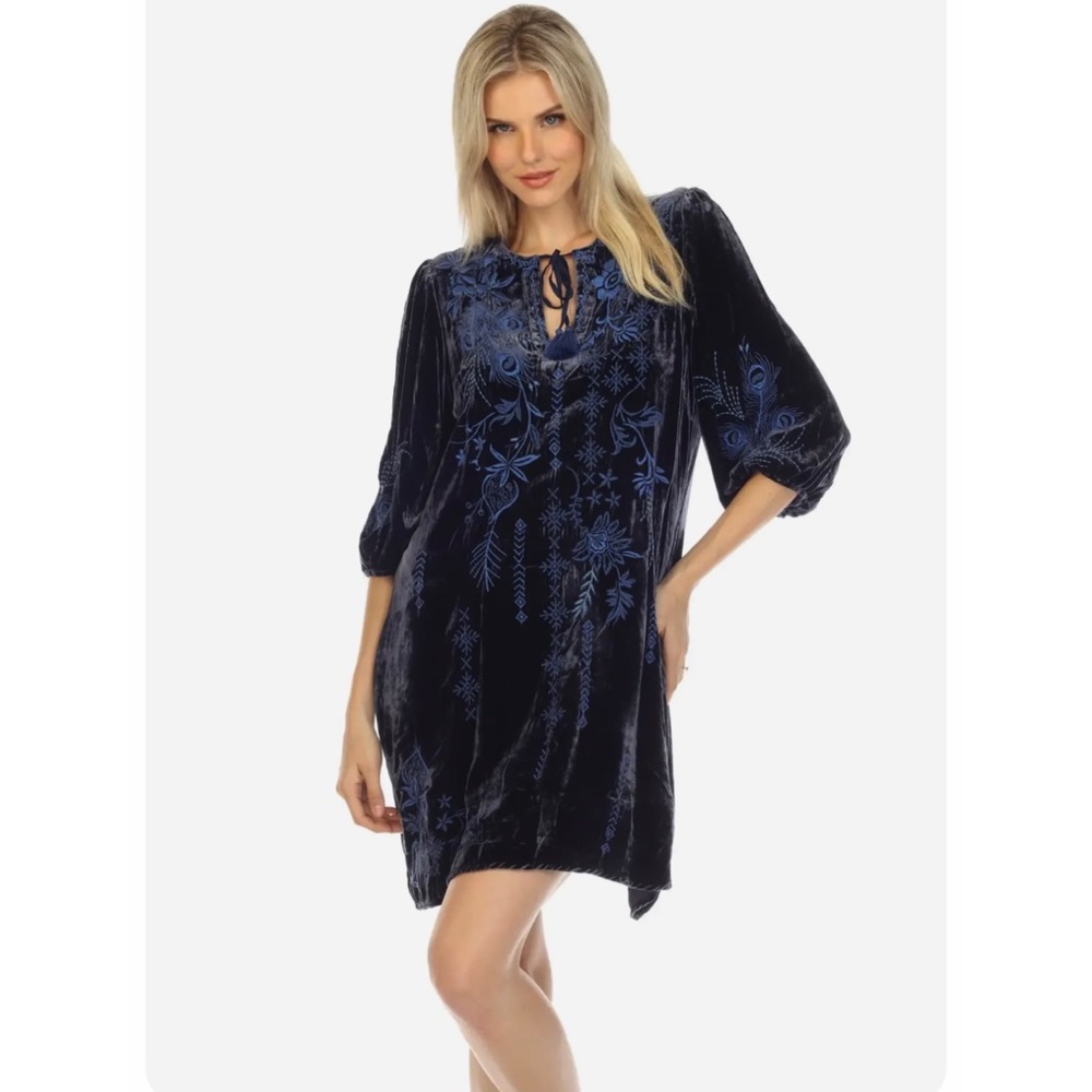 Johnny Was Azure Velvet Relaxed Dress